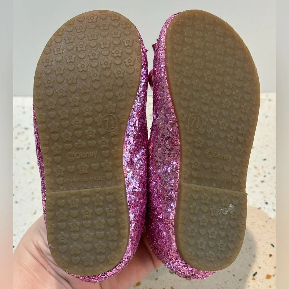 Disney Princess Pink Glitter Sparkle‎ Shoes Sz 7.5 Toddler Girls